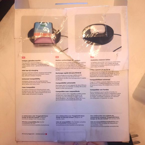 Einova Wireless Charging Stone with 10W Qi Fast Charging Black Marble - Picture 4 of 6